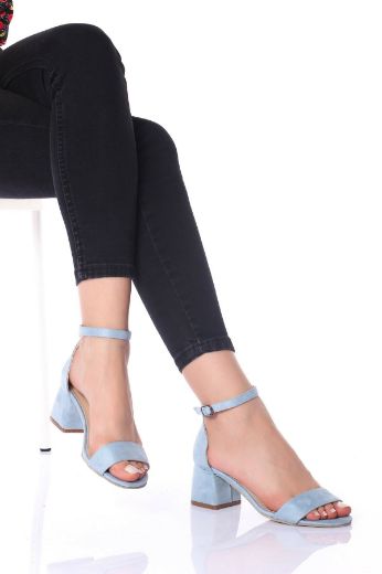 10 Tek Bant Topuklu Ayakkabı  Bebe Mavisi resmi
