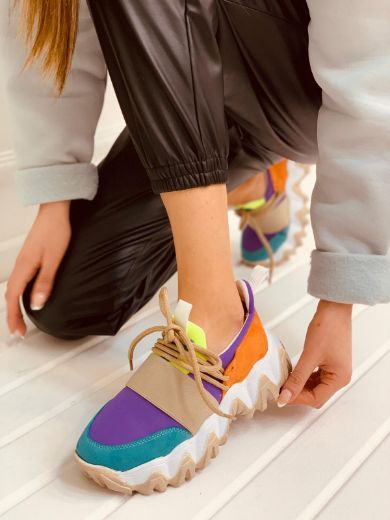 409 Mix Color 6Cm Kalın Taban Kadın Sneakers Günlü  MİX COLOR resmi