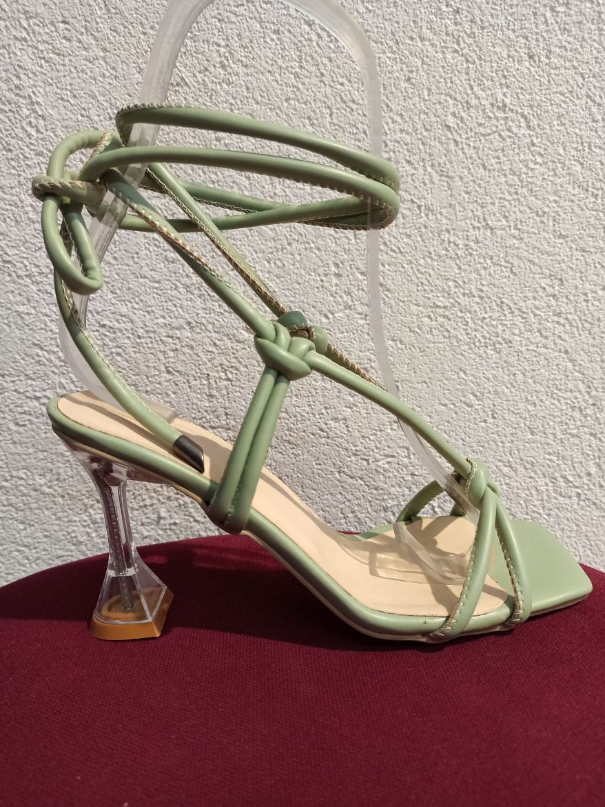 453 Şampanya Topuk Bilek Bağlı Kadın Yaz Ayakkabı  MİNT YEŞİLİ resmi
