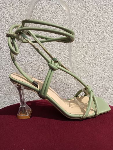 453 Şampanya Topuk Bilek Bağlı Kadın Yaz Ayakkabı  MİNT YEŞİLİ resmi