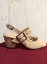 455 Toka Detay Kalın Topuk Yazlık Kadın Ayakkabı  BEJ SÜET