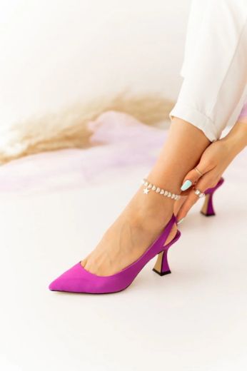 020 Zara Ince Topuk Günlük Rahat Kadın Ayakkabı  Mor resmi