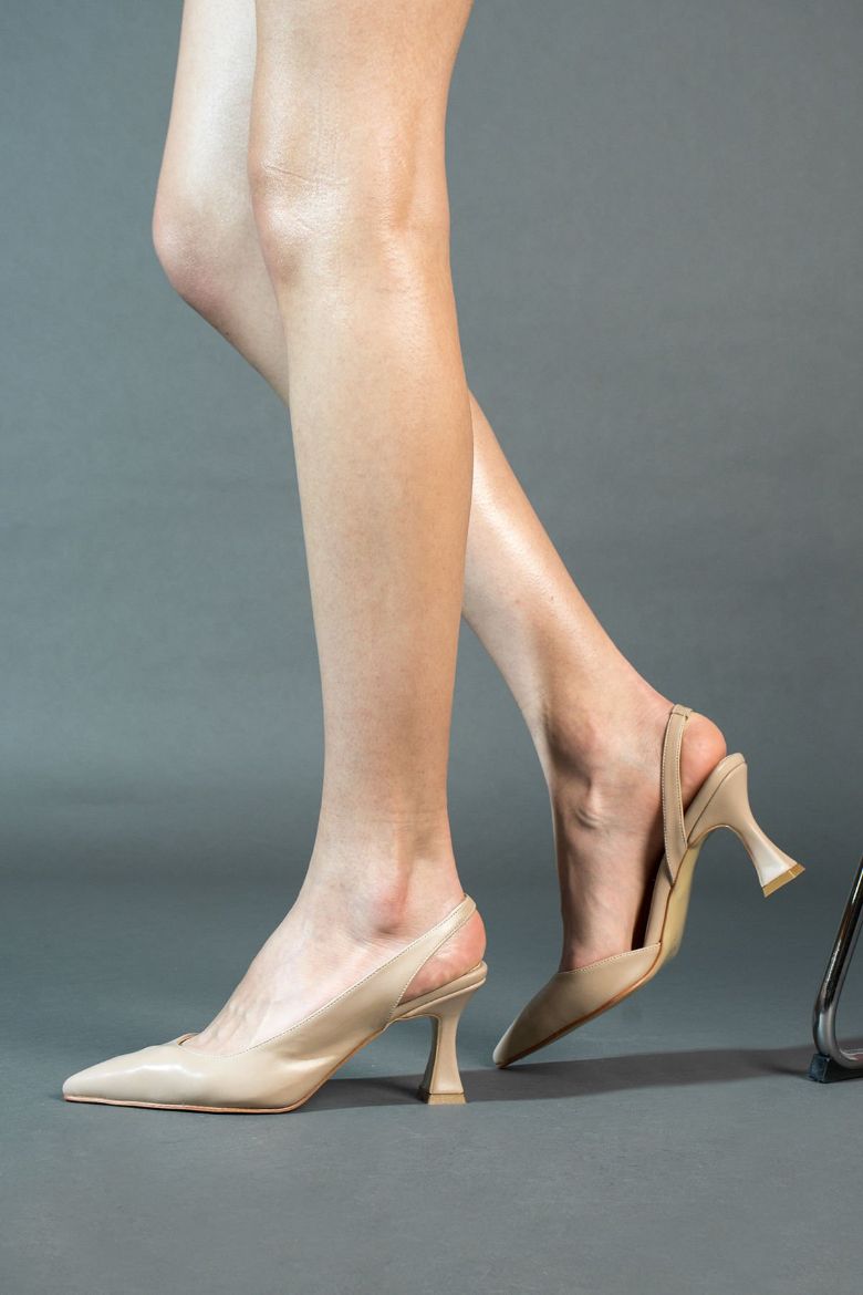 020 Zara Ince Topuk Günlük Rahat Kadın Ayakkabı  Bej Deri  resmi