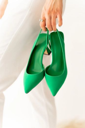 020 Zara Ince Topuk Günlük Rahat Kadın Ayakkabı  YEŞİL resmi