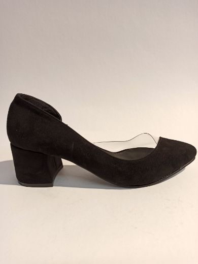 354 Şeffaf Yan Detay Kalın Topuk Kadın Ayakkabı  SİYAH resmi