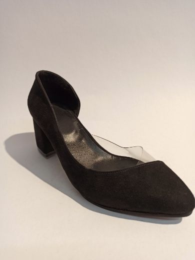 354 Şeffaf Yan Detay Kalın Topuk Kadın Ayakkabı  SİYAH resmi