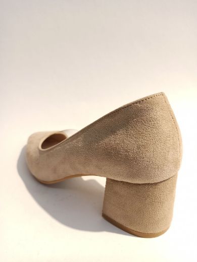 354 Şeffaf Yan Detay Kalın Topuk Kadın Ayakkabı  Bej resmi