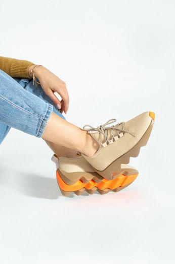 442 Kadın Sneaker Kadın Spor Ayakkabı Günlükrahat   Bej resmi
