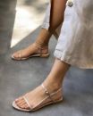 678 Ince Biyeli Yazlık Rahat Kadın Sandalet   Bej