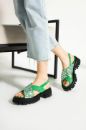 469 Taş Detay Rahat Günlük Kadın Sandalet Ayakkabı  YEŞİL