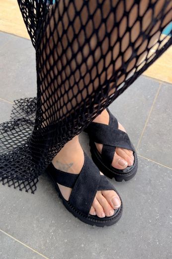 470 Çapraz Bant Rahat Kadın Sandalet Ayakkabı  SİYAH resmi