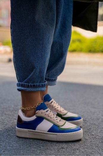 13 Yan Şerit Detay Günlük Kadın Spor Ayakkabı  SAX BEJ resmi