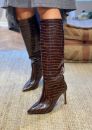 688 Stradiva Kadın Çizme Ince Topuk Çizme Günlük   KAHVE KROKO
