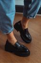 592 Günlük Rahat Kullanışlı Kadın Loafer Ayakkabı   SİYAH MAT RUGAN