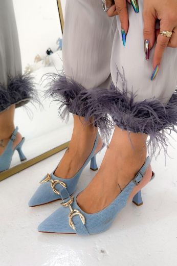 582 Chanel Toka Günlük Rahat Kadın Ayakkabı   KOT MAVİ resmi