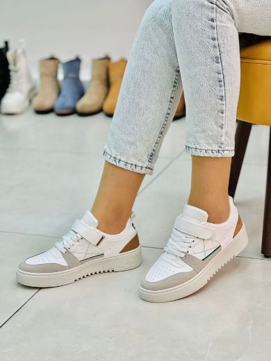 1007 Bağcık Cırt Detay Kadın Spor Sneaker Ayakkabı  TABA resmi