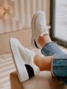 987 Sneaker 4 Cm Kalın Taban Kadın Spor Ayakkabı   BEYAZ SİYAH