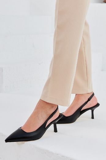 992 Minik Topuk Günlük Kadın Rahat Ayakkabı  Siyah Deri resmi