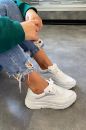 240 Sneaker 5 Cm Kalın Taban Kadın Spor Ayakkabı   BEYAZ CİLT