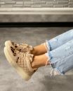 246 Kalın Taban Sneaker Kadın Rahat Spor Ayakkabı   BEJ LEOPAR