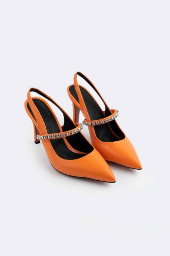 436 Arka Açık Bilek Kısım Suyolu Kadın Stiletto  Orange resmi