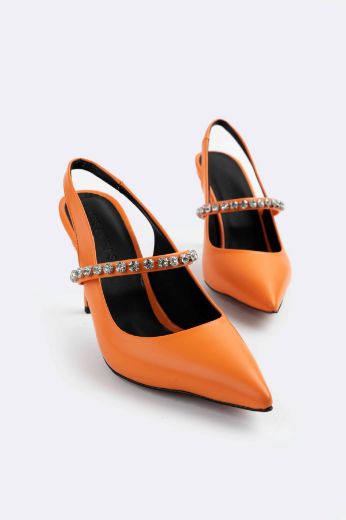 436 Arka Açık Bilek Kısım Suyolu Kadın Stiletto  Orange resmi